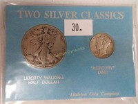 Two Silver Classics, Liberty Half & Mercury Dime