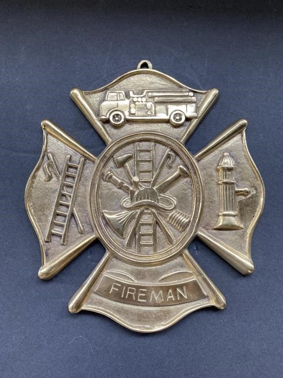 Brass Fireman Plaque