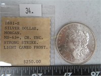 1881-S Morgan Silver Dollar, old estimate
