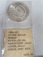 1884-CC Morgan Silver Dollar, old estimate