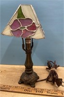 Small Electric Lamp w/Stained Glass Shade