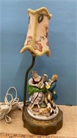 Small Electric Table Lamp w/Porcelain Figures