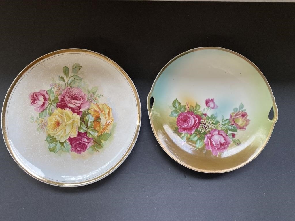 (2) Vintage Porcelain Floral Plates (Germany,