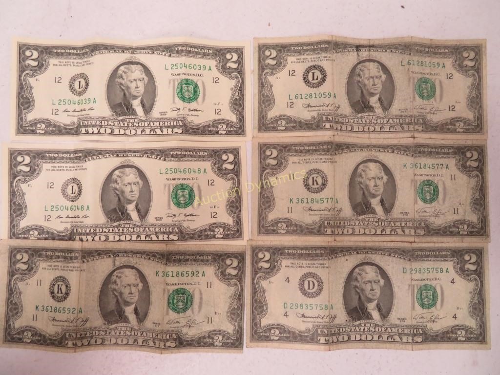 Six, $2 Bills