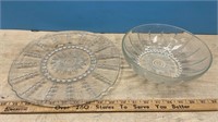 Glass Cake Plate & Serving Bowl. NO SHIPPING.