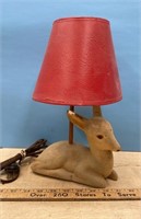 Vintage Flocked Plaster Deer Table Lamp (13"H)