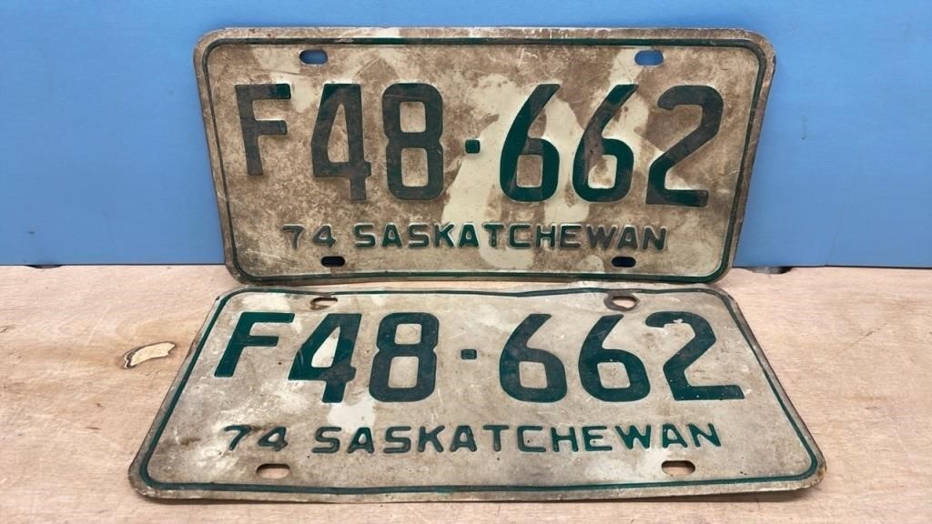 Matched Set of 1974 Saskatchewan Farm License