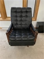 MCM swivel rocking chair w/tufted leather - vegan