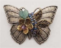 (JL) Cara Stimel Silvertone Butterfly Brooch