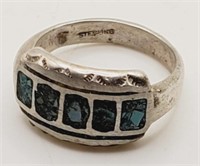 (JL) Sterling Silver Inlaid Abalone Ring (size 6)