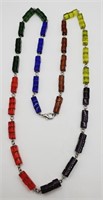 (YZ) Multi-Colored Glass Bead Necklace (32" long)