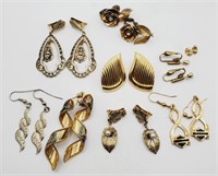 (YZ) Goldtone Clip-on and Pierced Earrings (1" to