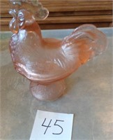 Pink Glass Chicken Candy Bowl