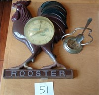 Rooster Clock and vintage spoon rest