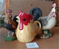 Chicken Pitcher and Roosters