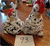 Two Black and White Chickens