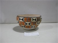 Large Vtg  Acoma Pottery Bowl 5"x 9.5"