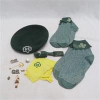 Girl Scout Pins (6) / Beret / Belt / 2 Pair Socks