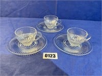 Tea/Desert Set, 3 Cups & Plates, 7" Plates