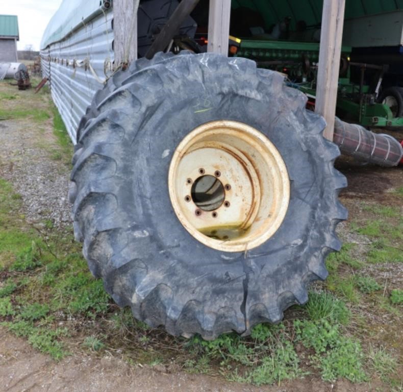 Pair of Combine Tires on Rims