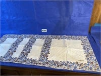 Cacharel Placemats (4), Blue, Tan, Red Border