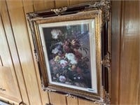 Floral Still Life w/Ornate Frame, Double Matted