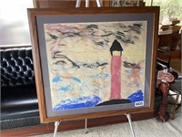 Original Watercolor, Lighthouse, R.C. Laney, 1963