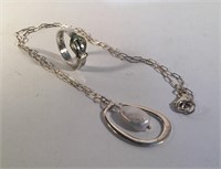STERLING RING AND NECKLACE WITH FAUX PEARL