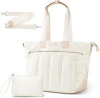 $30 Beige Puffer Tote Bag with Laptop Compartment