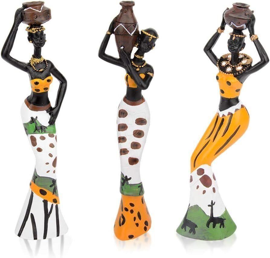 $21 3Pack Vintage African Statues Yellow