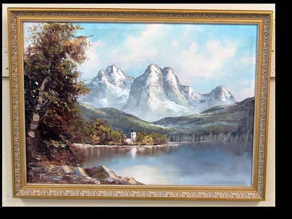 ARTIST SIGNED OIL ON CANVAS W/ REPAIRS & MORE