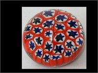 RED, WHITE & BLUE SRAR PATTERN HAND BLOWN GLASS