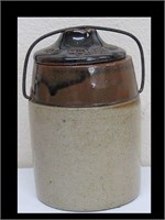 1892 THE WEIR PT STONEWARE STORAGE JAR W/ BAIL LID