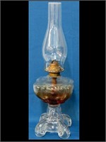NICE OLD PRESSED GLASS KEROSENE LAMP