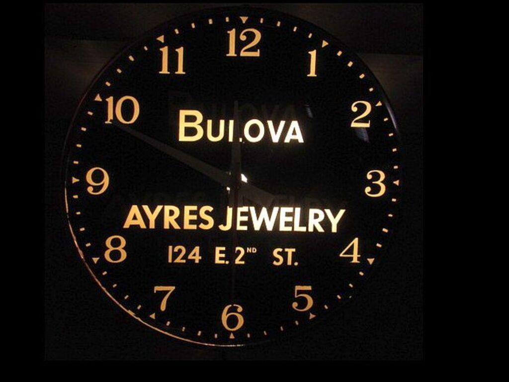 BULOVA AYER'S JEWELRY CLOCK - CASPER, WY. - NICE