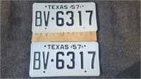 1957 Texas NOS never used license plates