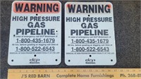 Warning High Pressure Gas Pipeline metal signs