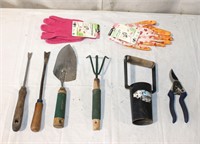 Assorted Gardening Tools, Gloves
