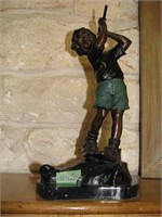 Bronze Aguste Moreau signed Boy golfer