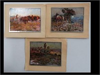 LOT OF 3 FRAMEABLE CHARLES RUSSELL FOIL PRINTS