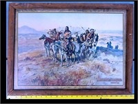 FRAMED CHARLES RUSSELL PRINT - INDIAN SCOUTS