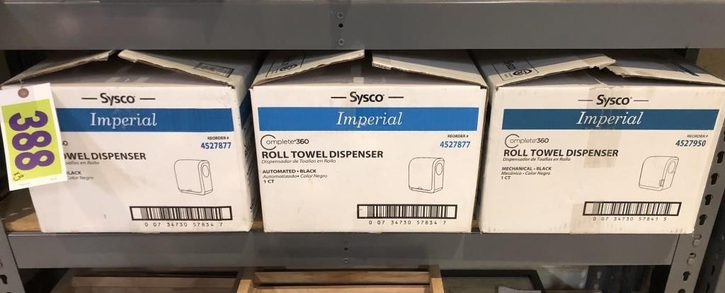 3-Sysco Imperial Roll Tower Dispensers (black)