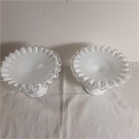 white scalloped edges, Fenton bowls