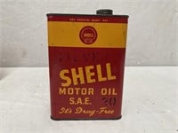 Shell silver quart oil tin