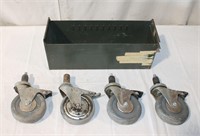 (4) 5" Swivel Casters with Brakes, Metal Box