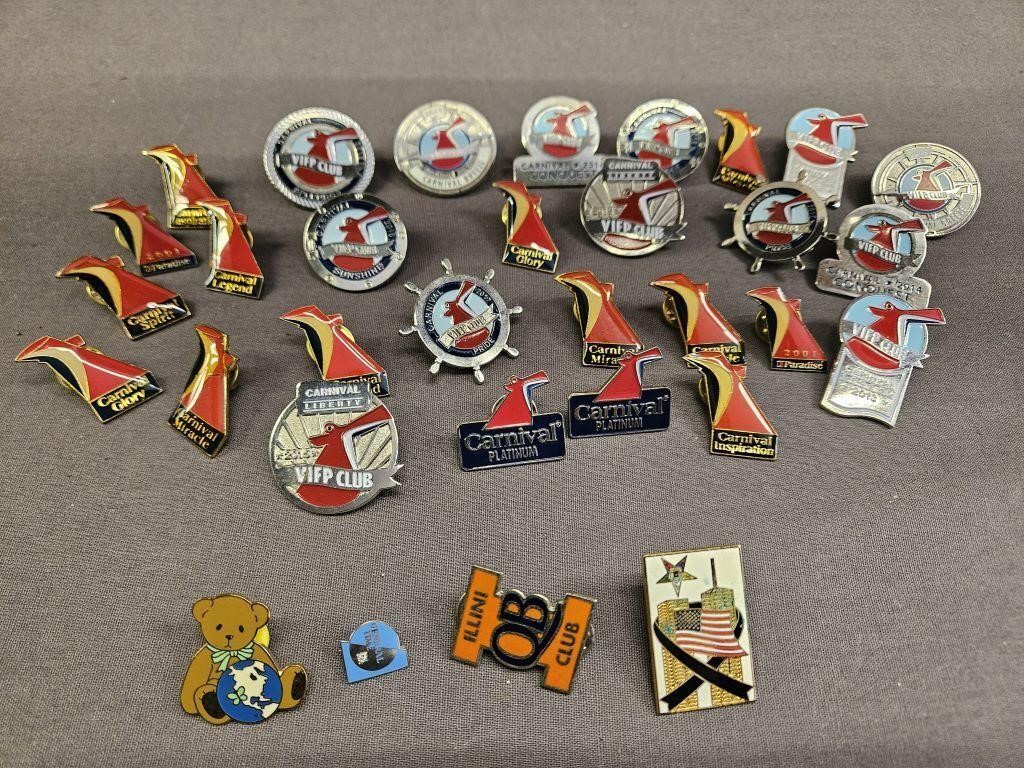 ILLINI QB CLUB PIN, AND A BOAT LOAD OF OTHERS!