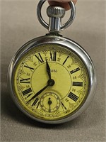 VINTAGE 3" SEARS POCKET WATCH MADE IN GREAT