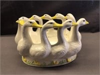 VINTAGE CERAMIC GAGGLE OF GEESE PLANTER.  9X5.5