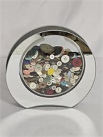7¾"X1¾"X8¼" MIRRORED VASE FILLED WITH BUTTONS!