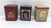 Three Metal Tins Flowers Seed Packets and